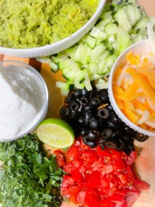 Ingredients for the savory layered dip.