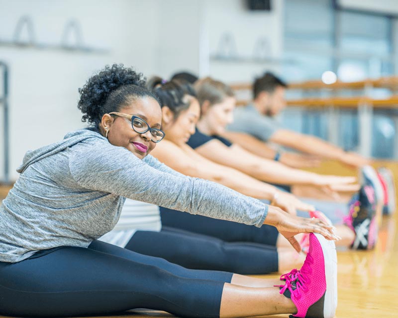 A woman stretching