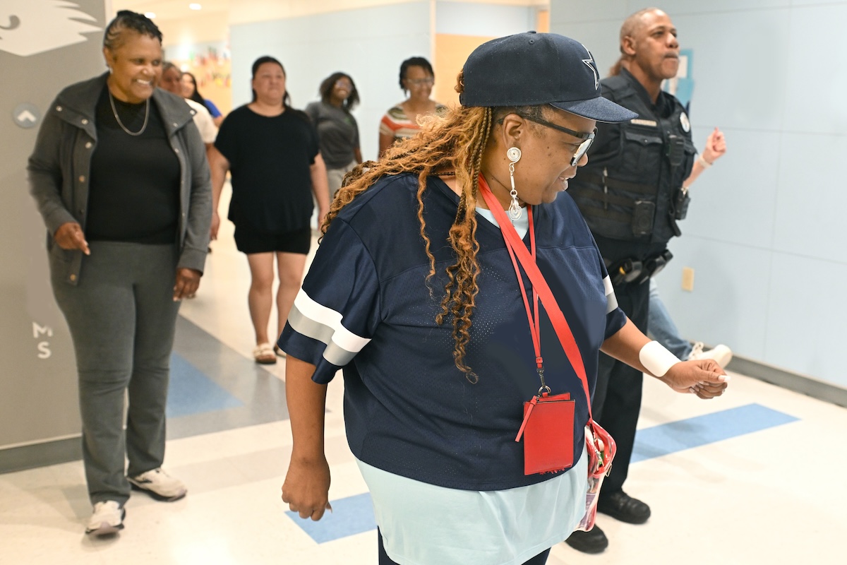 A group of adults exercising together